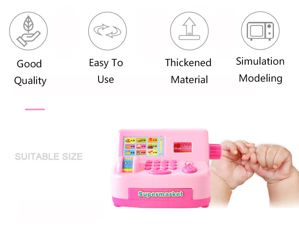 Children Kids Pretend Toys Simulated Analog Cash Register Shopping Cashier Role Playing Game Play House Money Toys Gifts#p4 6