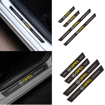 

Car styling 4PCS Car Door Threshold Carbon Fiber Scuff Plate Sticker For Opel Astra H G J Corsa Insignia Antara Meriva Zafira