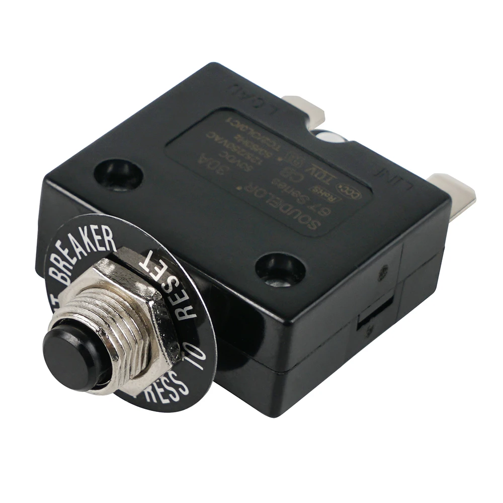 30AMP кнопочный выключатель Черный ток переключатель защиты от перегрузки аксессуары 125VAC/250VAC/50VDC 50-60Hz