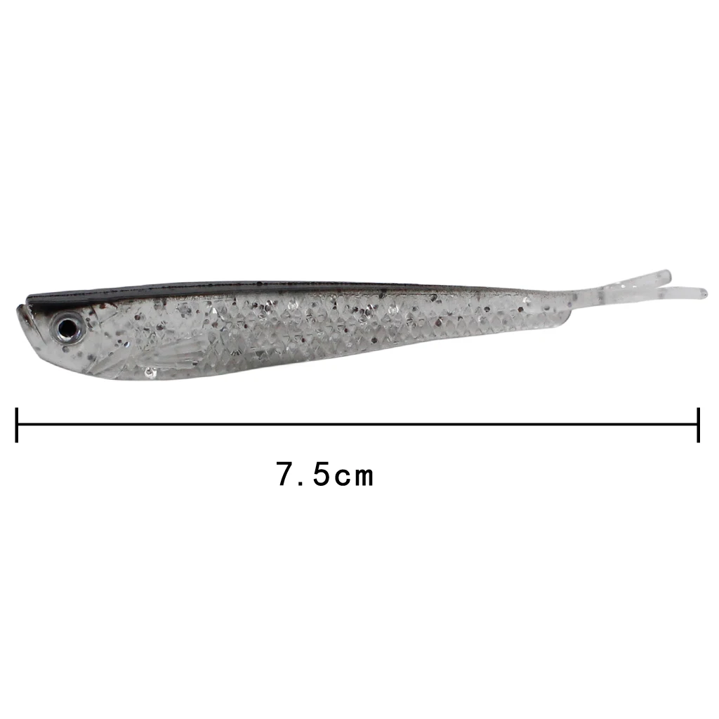 10pcs Paddle Tail Swimbaits, Soft Jerk Baits, Soft Fishing Lures 3D Lifelike Eyes Split Tail