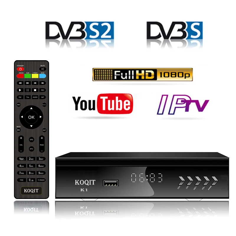 KOQIT K1 Receptor DVB-S2 Digital Satellite Receiver Satellite Fider DVB S2 Decoder Tuner Wifi Youtube m3u IPTV Biss vu Capture