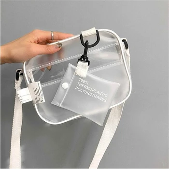

Causual PVC Transparent Clear Woman Crossbody Bags Shoulder Bag Handbag Jelly Small Phone Bags with Card Holder Wide Straps Flap