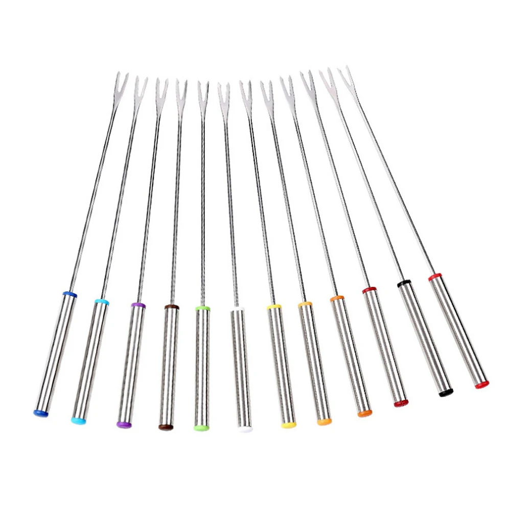 6PCS Set Outdoor Picnic Fork Stainless Steel Chocolate Pot Cheese Fruit Dessert Hot Melting Skew Tableware Tool | Спорт и