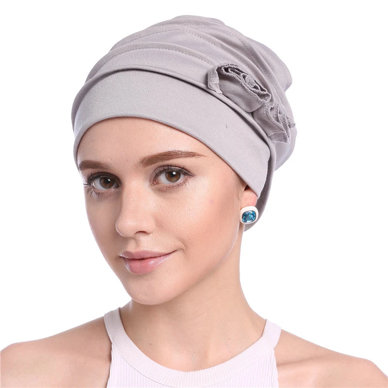 Stylish Women Ladies Flower Elastic Chemo Turban Hat Beanie Head Wrap Bonnet Cap 