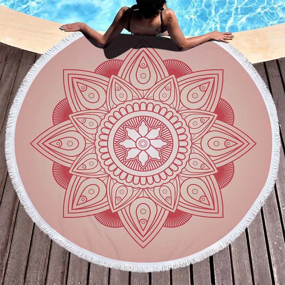 3D Small Fresh Mandala Round Beach Towel Microfiber Bath Towels For Adults Printed Table Cover Outdoor Serviette Blanket | Дом и сад