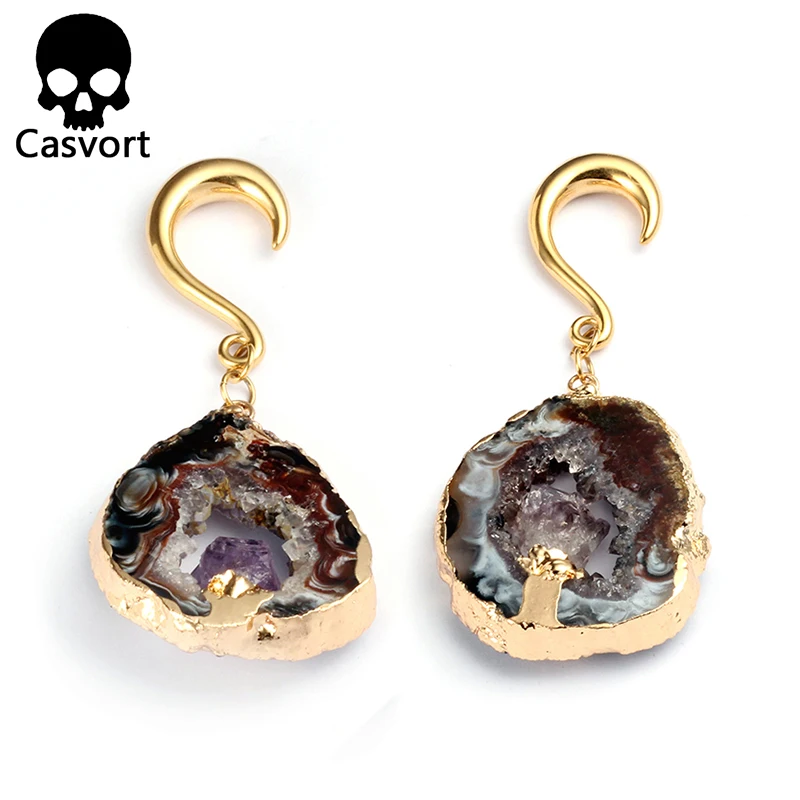 Casvort 2 шт. Необычные ранцы для ушей тоннели из нержавеющей стали золотые ушные