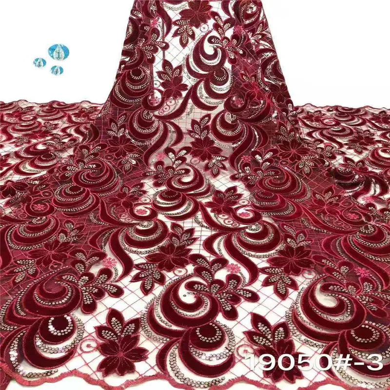 Французская Кружевная Ткань 5yds/pce фиолетовая блестящая бархатная сетчатая ткань