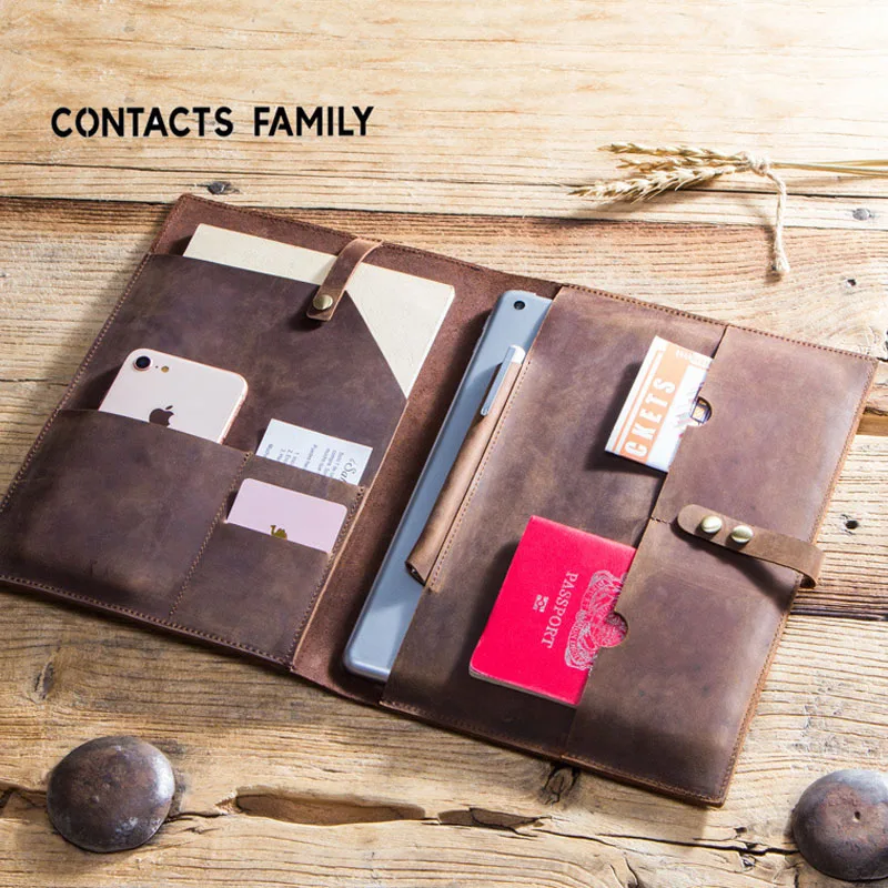 

2019 Horse Cow Leather Case For iPad Pro7.9 9.7 10.5 11 MacBook 12 inch Tablet Laptop Pouch Bag Pouch Passport Holder IPAD case