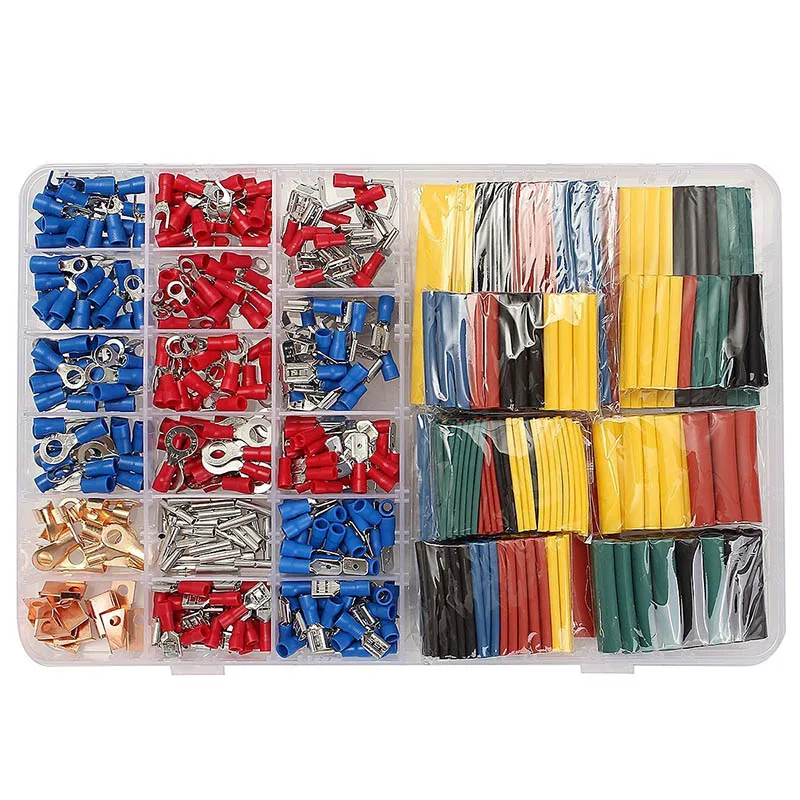 

350pcs Wire Crimp Terminals Connectors And 328pcs Assorted Heat Shrink Tube Sleeving Kit C66