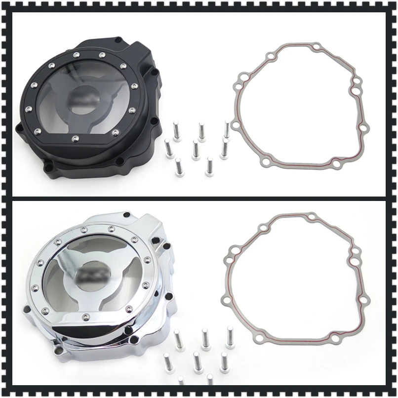 

Aftermarket frees shipping motor parts See Through Engine Stator Cover For Suzuk 04-05 GSXR600 750/03-04 GSXR1000 CHROMED BLAC