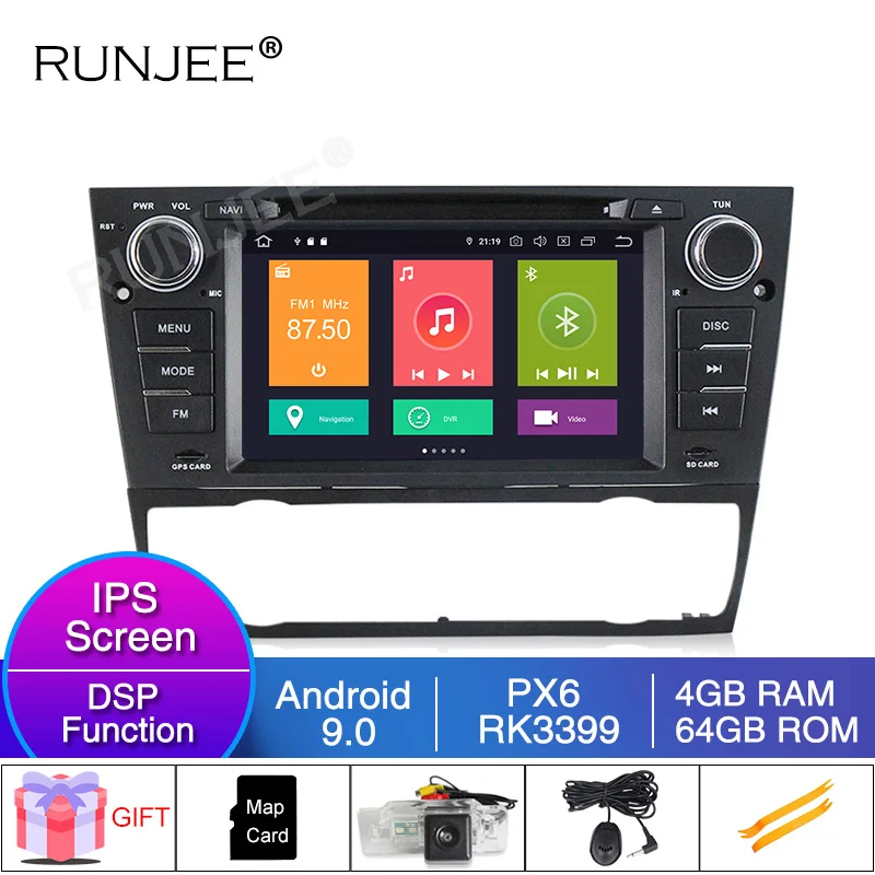 

RUNJEE car dvd Android 9.0 4G RAM Multimedia Player for BMW E90 E91 E92 E93 318 320 325 Bluetooth Radio USB SD Free map Camera
