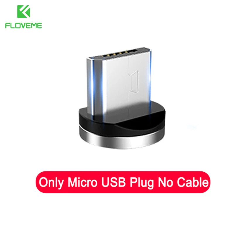 FLOVEM Магнитный кабель Micro usb type C USB-C кабель 1 м 2 м светодиодный короткий usb кабель для зарядки магнитное зарядное устройство круглый разъем для iPhone XR - Цвет: For Micro Plug