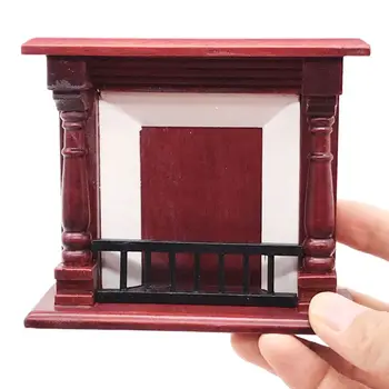 

1:12 Dollhouse Mini Mahogany Fireplace Miniature Simulation Furniture Accessory
