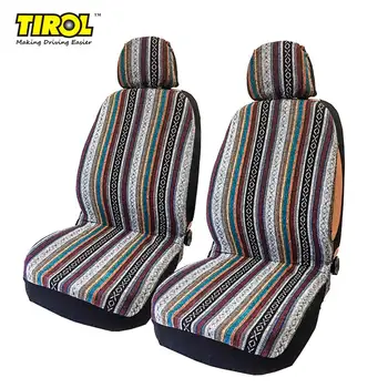 

TIROL T25941b Universal 4 PCS Front Seat Covers Detachable Headrest National Stripe Front Seat Protectors Suitable For Sedan