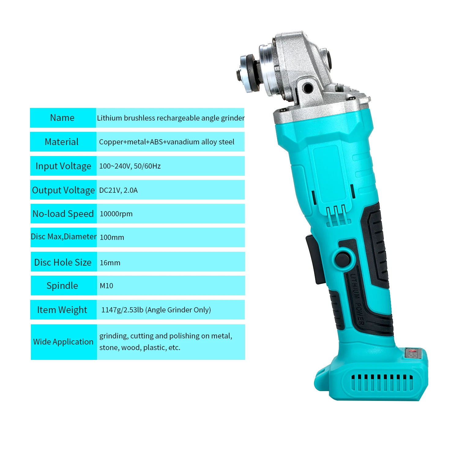 

Cordless Angle Grinder 21V Lithium-Ion Rechargeable Grinding Machine Cutting Electric Angle Grinder Grinding Power Tool