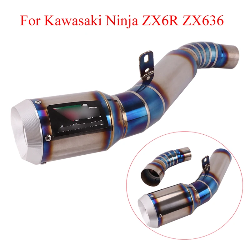 ZX6R Motorcycle Exhaust System Pipe Full Titanium Alloy Exhaust Muffler Tip & Middle Link Tube For Kawasaki 2009-2016 ZX6R ZX636 ZX6R Motorcycle Exhaust System Pipe Full Titanium Alloy Exhaust Muffler Tip & Middle Link Tube For Kawasaki 2009-2016 ZX6R ZX636