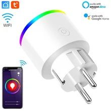 Умная электрическая розетка, Wi-Fi розетка ЕС настенная розетка с Цвет изменение ночной Светильник работать с Tuya Smartlife с Alexa Google Home голосовое