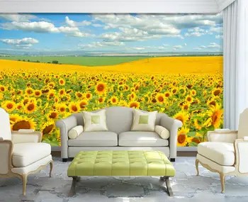 

[Self-Adhesive] 3D Sun Flower Field 9820 Wall Paper mural Wall Print Decal Wall Murals