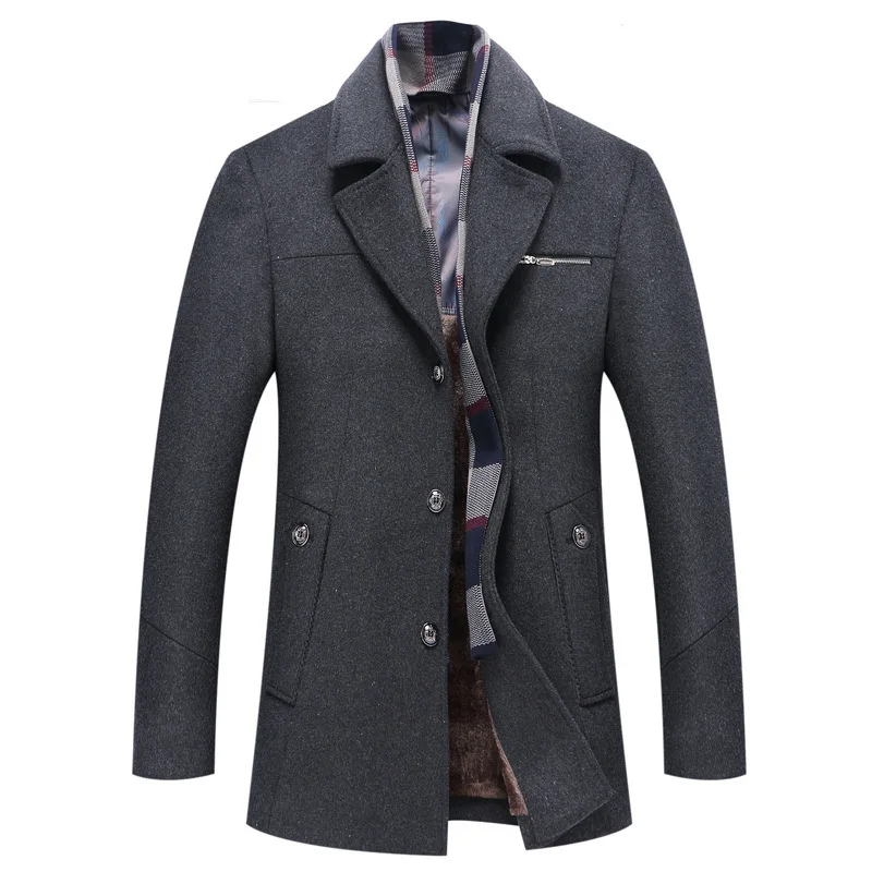 

Men's Woolen Overcoat Scarf Wool Wool Overcoat Male Increase Down Thickening Heavy Woolen Cloth Loose Coat