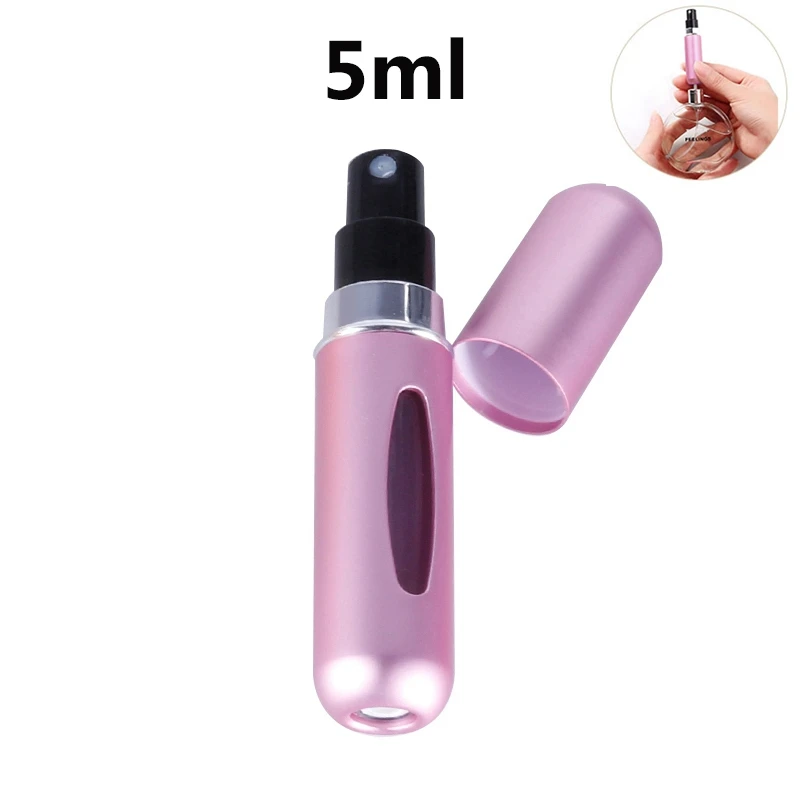 Мини Портативный многоразовый флакон-распылитель для духов, алюминиевая бутылка-распылитель для макияжа, пустой контейнер для путешествий, флакон для духов, инструмент - Цвет: 5ml Matte pink