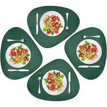 

Inyahome Table Mats for Round Table Placemats Set of 4 Outdoor Indoor Place Mats Leather Wipeable Washable Placemats for Kitchen
