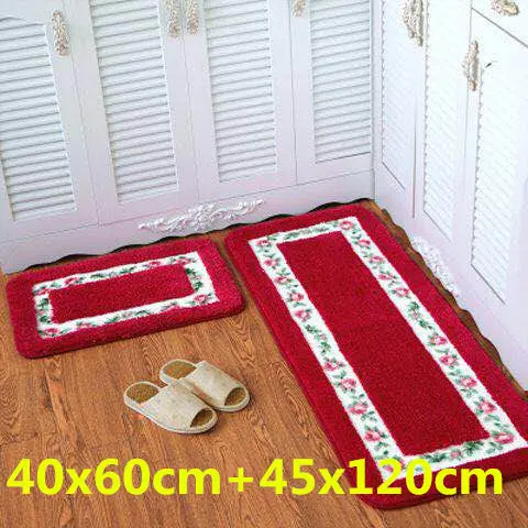 Red 40x60and45x120 Большой коврик, декор для спальни, Противоскользящий коврик для гостиной, кухонный ковер, домашний коврик для ванной комнаты, мягкий коврик, набор для туалета - Цвет: Red 40x60and45x120