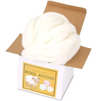 

LMDZ 8.82oz Wool Roving Bulk Super Wool Chunky Yarn Wool Roving Top for Needle Felting Soft Felting Supplies for Hand Spinning