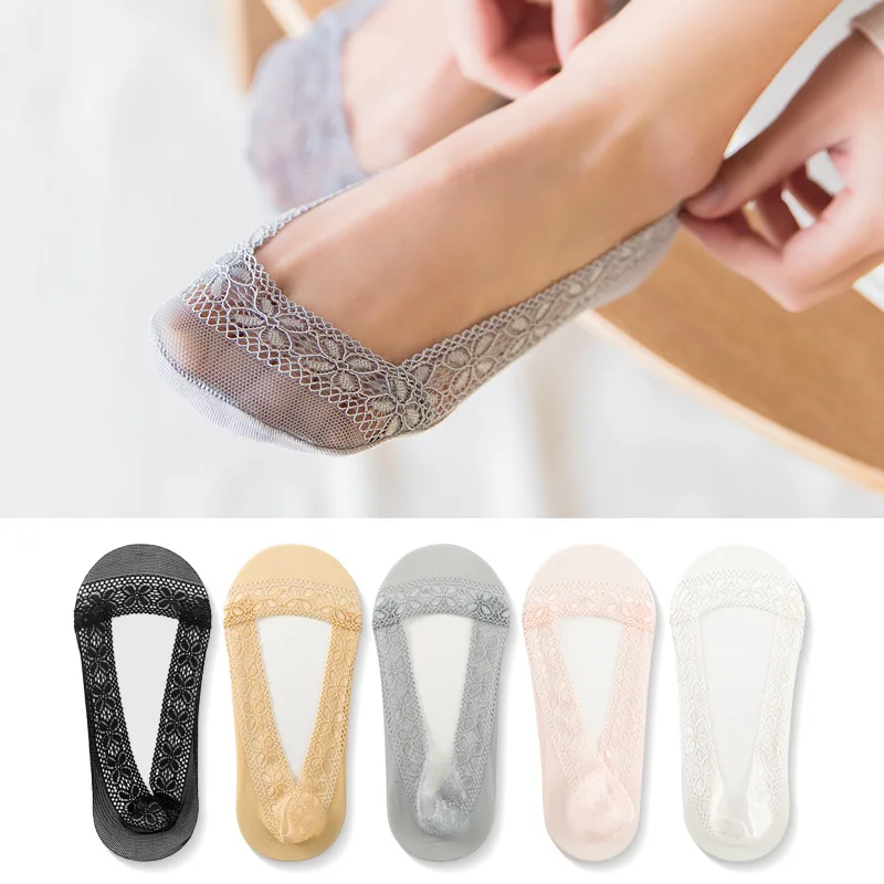 

2020 hot new Spring Summer New Style WOMEN'S Socks Silica Gel Anti-slip Soles Pure Cotton Deodorizing Women's Hidden Lace Socks