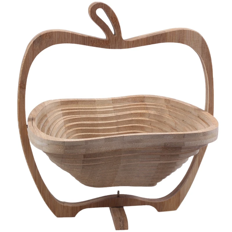 

FashionFoldable Basket / Basket in Bamboo in Form of Apple for Fruits (Wood Log)