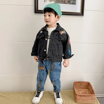 

Kids Jackets for Boy Fashion Korean Casual Printing Toddler Boy Denim Jacket Kids Coat Spring Autumn New Arrival Child Outerwear