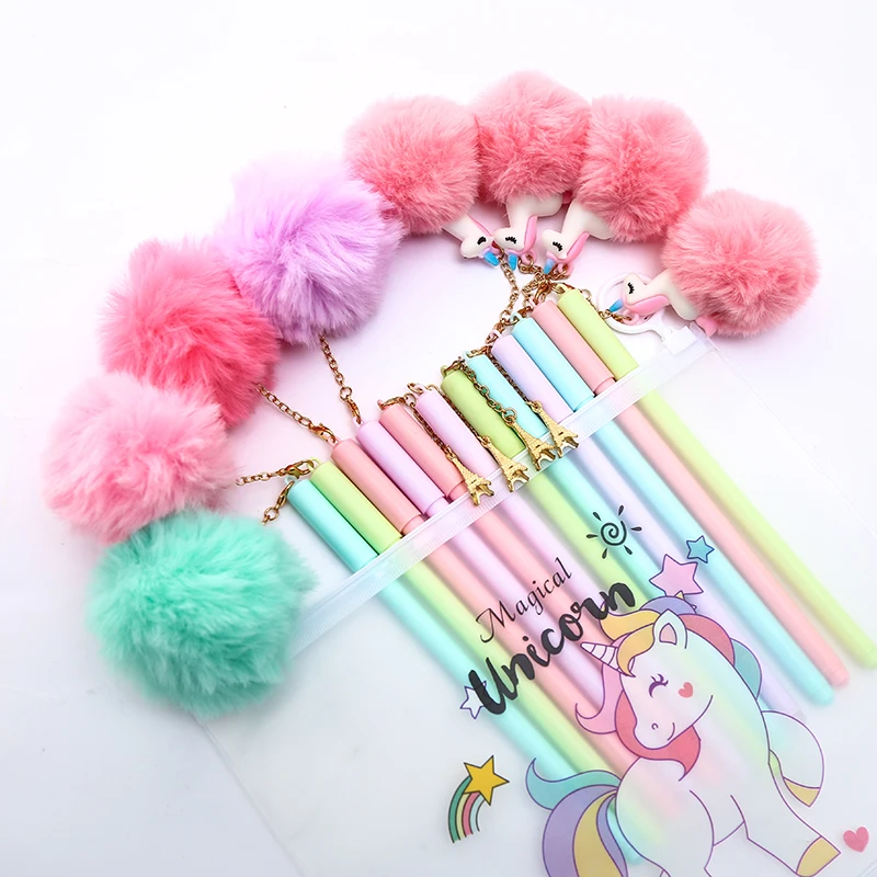 12Pcs/pack Creative Kawaii Gel Pen Black Cat We Bare Bear Cactus Unicorn Flamingo Christmas Gift Cute Stationery Store Ink Pens - Цвет: 14