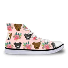 Doginthehole Bull Terrier/парусиновая обувь с высоким берцем; повседневные кроссовки по индивидуальному заказу; прогулочные женские туфли на плоской подошве; zapatos de mujer