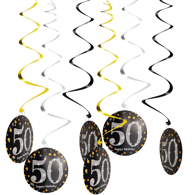 hanging swirls 50 WEIGAO золотые латексные воздушные шары 30 40 50 лет с днем рождения украшения для вечеринок взрослые гигантские 40 дюймовые цифры воздушный шар из фольги - Цвет: hanging swirls 50