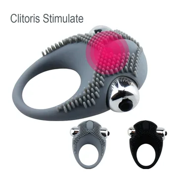 Penis Vibrating Ring Delay Ejaculation Bullet Vibrator Clitoris Massager Adult Sex Toys for Men Male Cock Silicone Ring Flirting 3