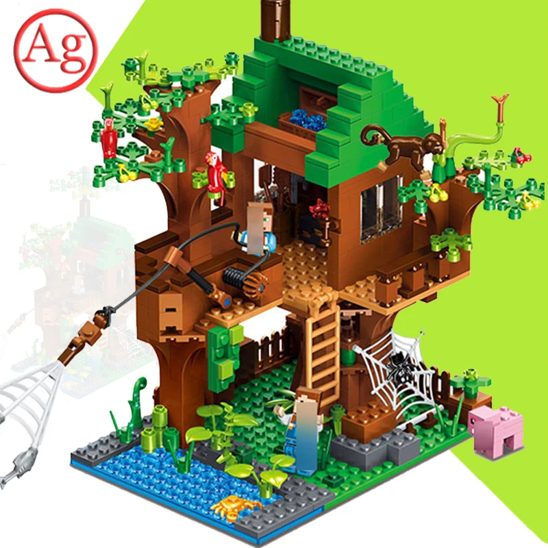 

434pcs My World Building Block Compatible Legoed Minecrafted Village Warhorse City Tree House Architecture MOC Set Bricks Toys