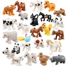 

Animals Figures Toys Cat Hen Sheep Dog Horse Tiger Cow for Kids Toddlers Eduction Playset Blocks Assemble Accessories