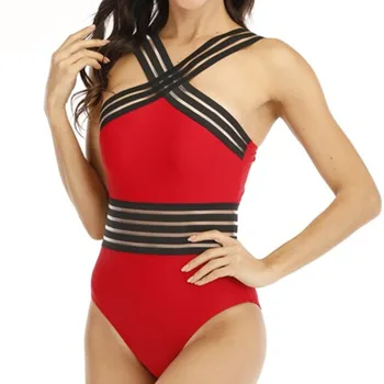 

Sexy Net Slim Fit One Piece Swimsuit Female Plus Size Swimwear 2020 Body Bathing Suit Pool Beach Wear Swimming Suits For Women