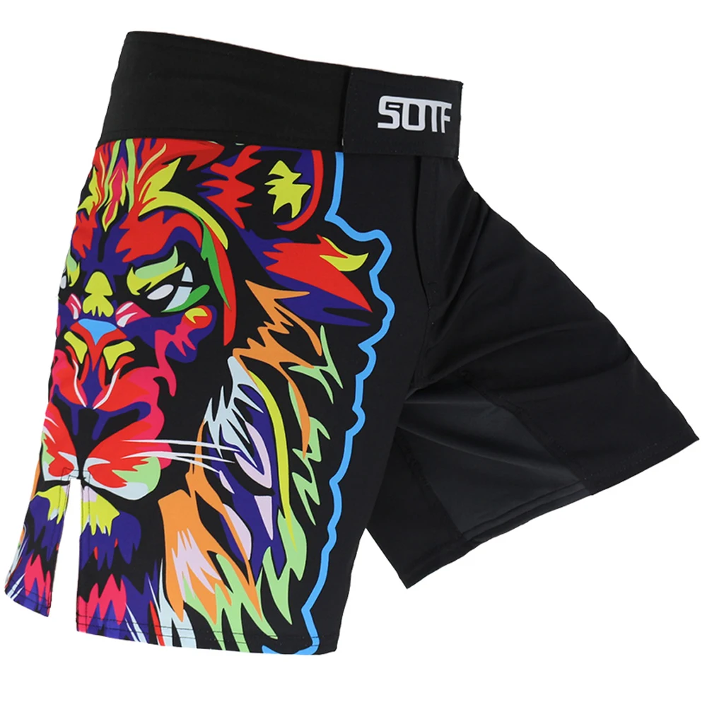 Color Tiger Print Breathable Fitness mma shorts Fighting Tiger muay thai boxing shorts kickboxing sanda short mma