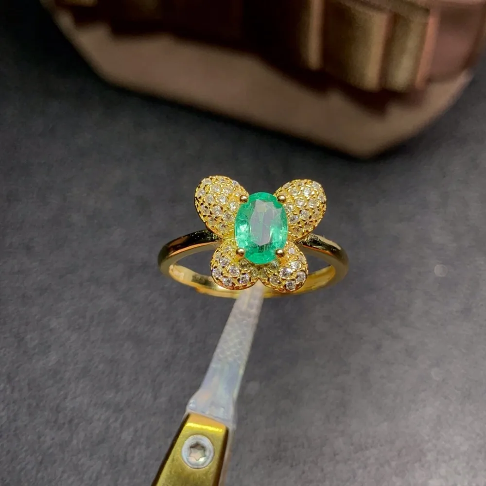 Shilovem 925 Серебряное кольцо с натуральным изумрудом ювелирные украшения для женщин Модный свадебный подарок на год открыть новые 5*7 мм dj0507888agml