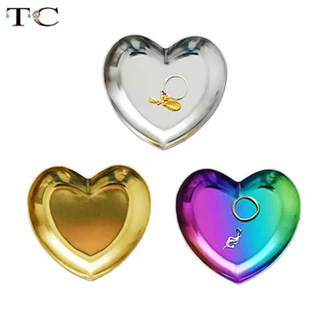 

Stainless Steel Nordic Heart-shaped Jewelry Metal Storage Tray Gold and Silver Jewelry Candy Small Items Storage Tray