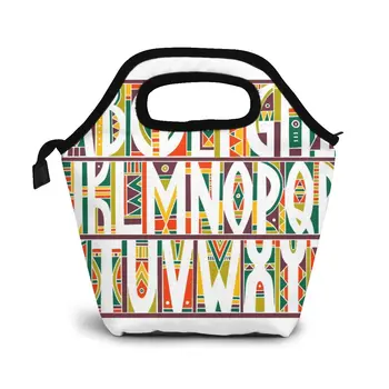 

Mosaic Alphabet Lunch Bag Boxes Bags Portable Insulated Picnic Food Box for Women Men