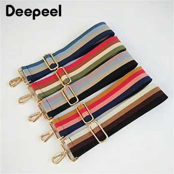 

Deepeel1pc 5*120cm Women Multicolor Stripe Nylon Webbing Bag Strap High Quality Metal Buckle Backpack Accessories Bag Belt BS107