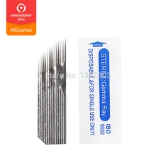 100 pçs 3 linhas linha 16pin agulha sobrancelha permanente maquiagem lâminas de agulha para microblading caneta manual bordado frete grátis