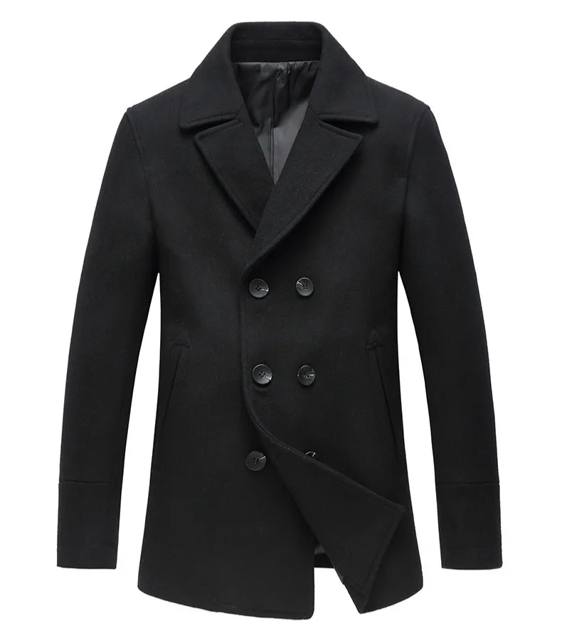 Зимняя двубортная повседневная одежда серое шерстяное пальто с длинным рукавом Толстая шерстяная ветровка мужская смесь Пальто мужское пальто большого размера