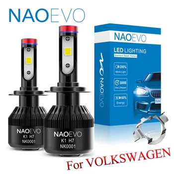 

NAOEVO H7 LED Bulb With Base Holder Adapter Auto 60W 6400Lm H7 For VW Jetta Gli SE Golf Sport MK6 Passat Car Headlight Light