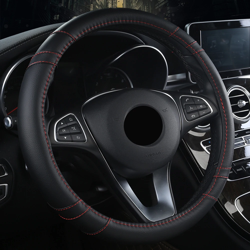 Универсальный чехол на руль подходит для VW Polo Beetle Golf Passat T-Roc Tiguan Touran модели Amarok, Caddy Crafter DS3 DS4 DS7 и т. Д