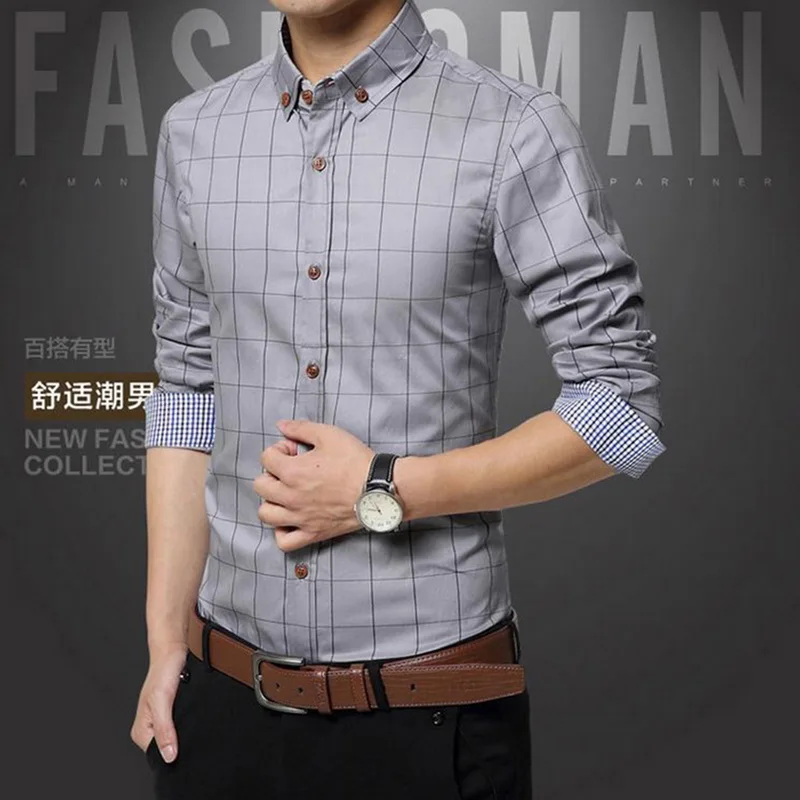 MJARTORIA Новая коллекция модных осенних свитеров Для мужчин одежда Slim Fit Для мужчин рубашка с длинными рукавами Для мужчин клетчатая хлопковая Повседневное Для мужчин рубашка социальных размера плюс
