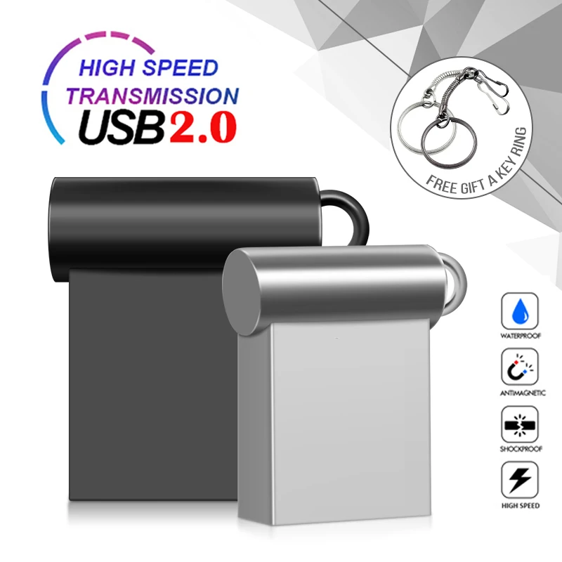 

Usb Flash Drive Metal Mini Pen Drive 2.0 4G 8G Flash Memory Stick 16G Pendrive 32G 64G Flash Disk 128G 256G Free Type-C Adapter