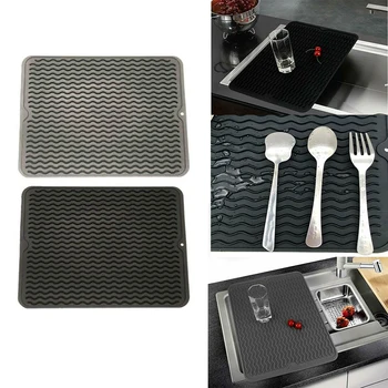 

Rectangle Silicone Drain Mat Drying Dishes Pad Heat Resistant Slip-proof Tray Set Massage Mats For Kitchen Dish Mat Accessories