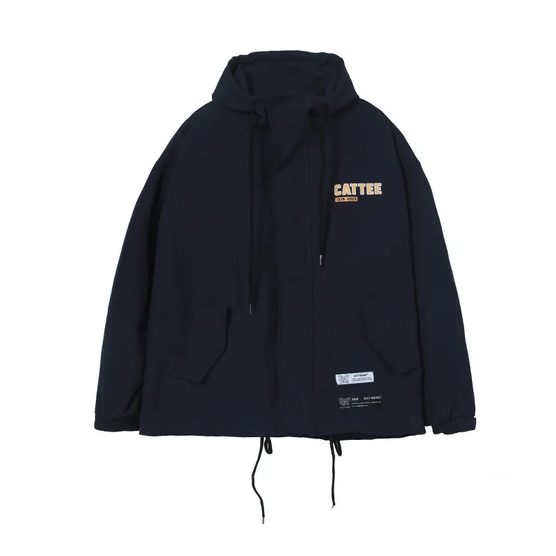 

Wesley Studio 2020 Spring National Trends Printed Drawstring Hem Casual Hooded Jacket Men's Popular Brand Coat